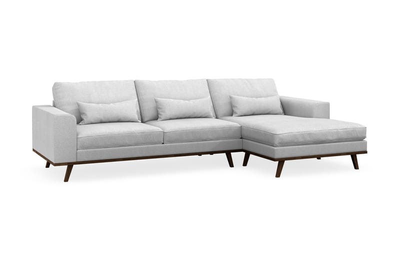 Copenhagen 4-seters Høyrevendt L-formet Divansofa i Stoff - Lys grå - Møbler - Sofaer - Sofaer med sjeselong - 4 seters sofa med divan