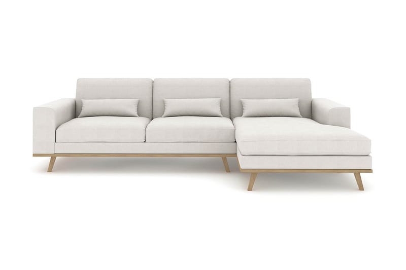Copenhagen 4-seters Høyrevendt L-formet Divansofa i Stoff - Lys grå - Møbler - Sofaer - Sofaer med sjeselong - 4 seters sofa med divan