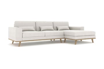 Copenhagen 4-seters Høyrevendt L-formet Divansofa i Stoff - Lys grå - Møbler - Sofaer - Sofaer med sjeselong - 4 seters sofa med divan