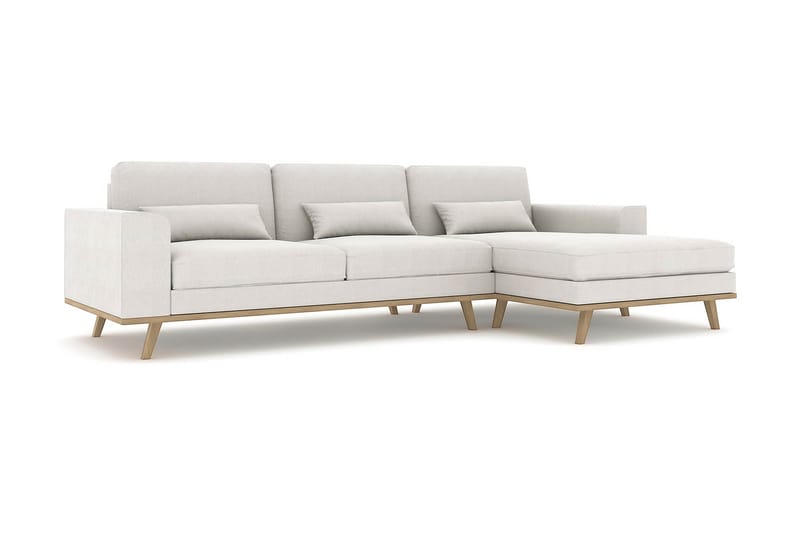 Copenhagen 4-seters Høyrevendt L-formet Divansofa i Stoff - Lys grå - Møbler - Sofaer - Sofaer med sjeselong - 4 seters sofa med divan
