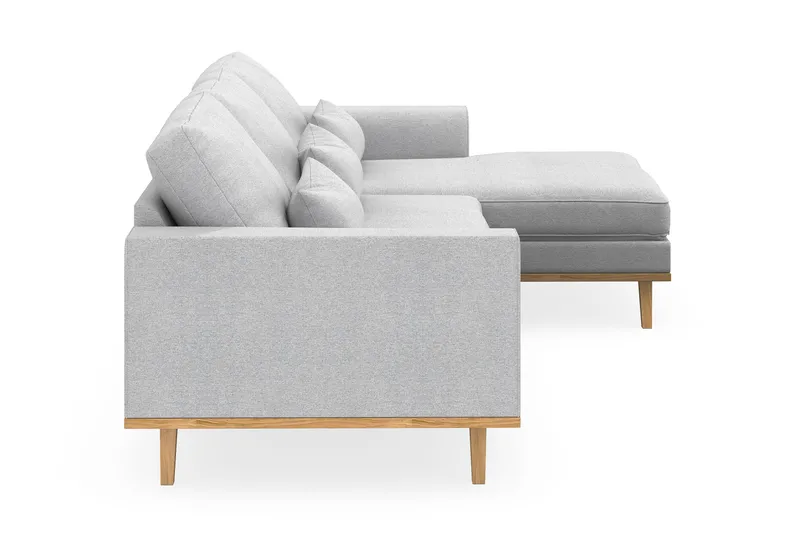 Copenhagen 4-seters Høyrevendt L-formet Divansofa i Stoff - Lys grå - Møbler - Sofaer - Sofaer med sjeselong - 4 seters sofa med divan