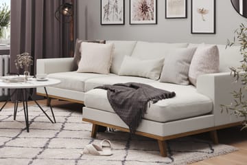 Copenhagen 4-seters Høyrevendt L-formet Divansofa i Stoff - Lys grå - Møbler - Sofaer - Sofaer med sjeselong - 4 seters sofa med divan