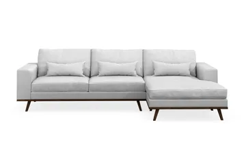 Copenhagen 4-seters Høyrevendt L-formet Divansofa i Stoff - Lys grå - Møbler - Sofaer - Sofaer med sjeselong - 4 seters sofa med divan