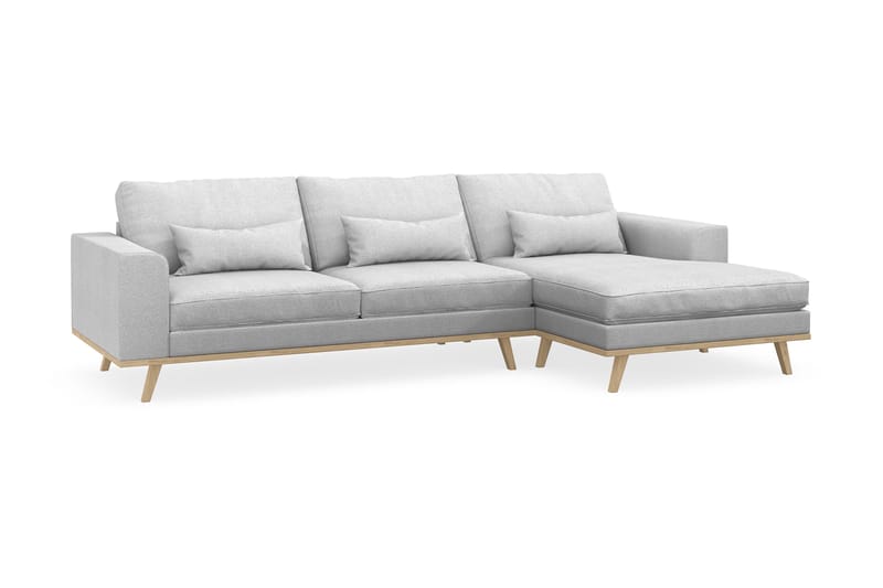 Copenhagen 4-seters Høyrevendt L-formet Divansofa i Stoff - Lys grå - Møbler - Sofaer - Sofaer med sjeselong - 4 seters sofa med divan