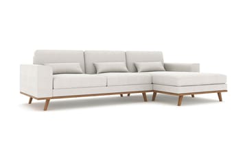 Copenhagen 4-seters Høyrevendt L-formet Divansofa i Stoff - Lys grå - Møbler - Sofaer - Sofaer med sjeselong - 4 seters sofa med divan