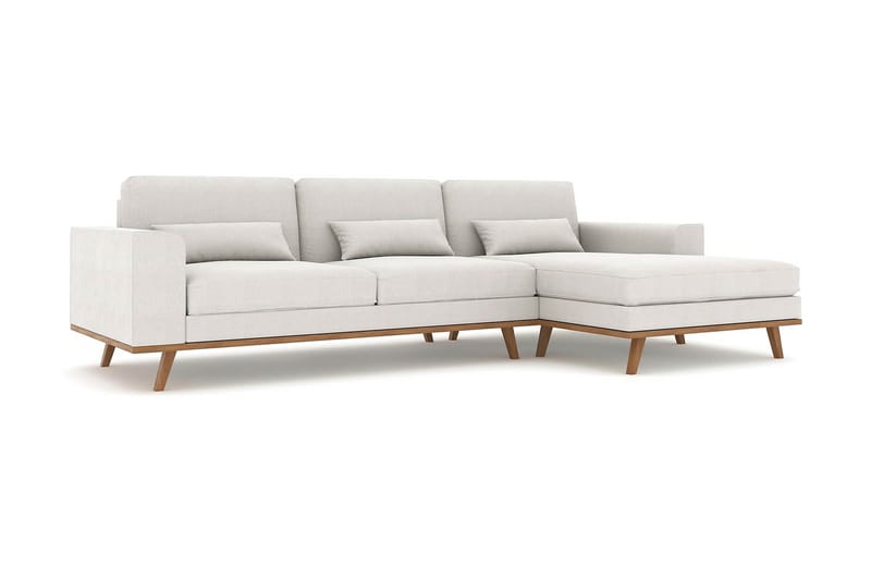 Copenhagen 4-seters Høyrevendt L-formet Divansofa i Stoff - Lys grå - Møbler - Sofaer - Sofaer med sjeselong - 4 seters sofa med divan
