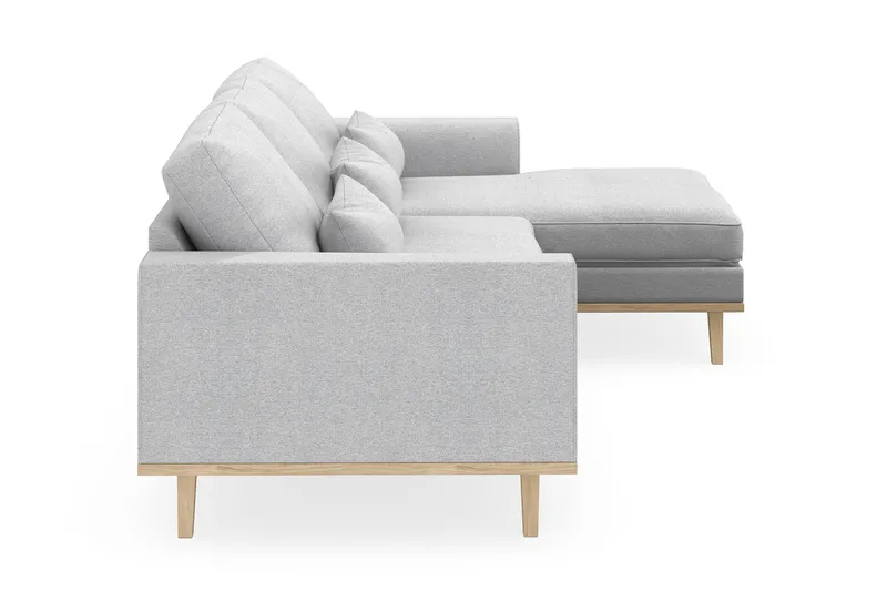 Copenhagen 4-seters Høyrevendt L-formet Divansofa i Stoff - Lys grå - Møbler - Sofaer - Sofaer med sjeselong - 4 seters sofa med divan