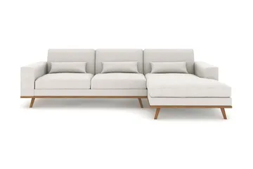 Copenhagen 4-seters Høyrevendt L-formet Divansofa i Stoff - Lys grå - Møbler - Sofaer - Sofaer med sjeselong - 4 seters sofa med divan