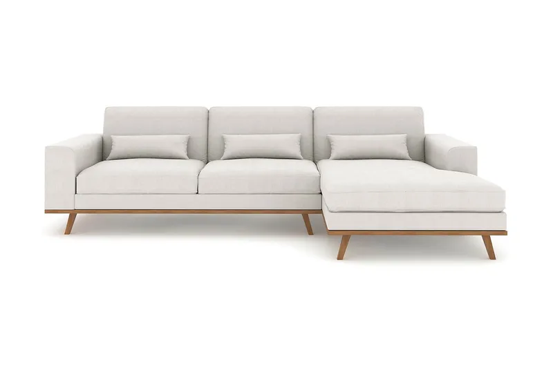 Copenhagen 4-seters Høyrevendt L-formet Divansofa i Stoff - Lys grå - Møbler - Sofaer - Sofaer med sjeselong - 4 seters sofa med divan