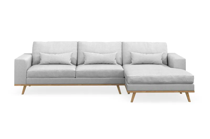 Copenhagen 4-seters Høyrevendt L-formet Divansofa i Stoff, Lys grå