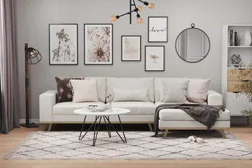 Copenhagen 4-seters Høyrevendt L-formet Divansofa i Stoff - Lys grå - Møbler - Sofaer - Sofaer med sjeselong - 4 seters sofa med divan