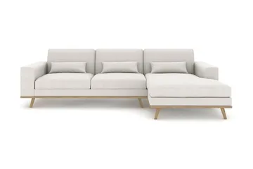 Copenhagen 4-seters Høyrevendt L-formet Divansofa i Stoff - Lys grå - Møbler - Sofaer - Sofaer med sjeselong - 4 seters sofa med divan