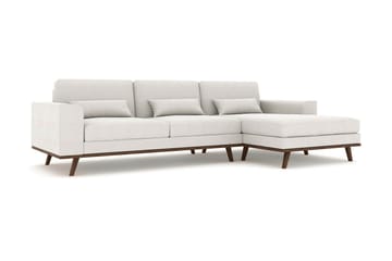 Copenhagen 4-seters Høyrevendt L-formet Divansofa i Stoff - Lys grå - Møbler - Sofaer - Sofaer med sjeselong - 4 seters sofa med divan