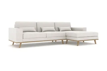 Copenhagen 4-seters Høyrevendt L-formet Divansofa i Stoff - Lys grå - Møbler - Sofaer - Sofaer med sjeselong - 4 seters sofa med divan