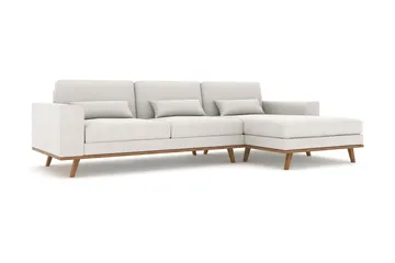 Copenhagen 4-seters Høyrevendt L-formet Divansofa i Stoff - Lys grå - Møbler - Sofaer - Sofaer med sjeselong - 4 seters sofa med divan
