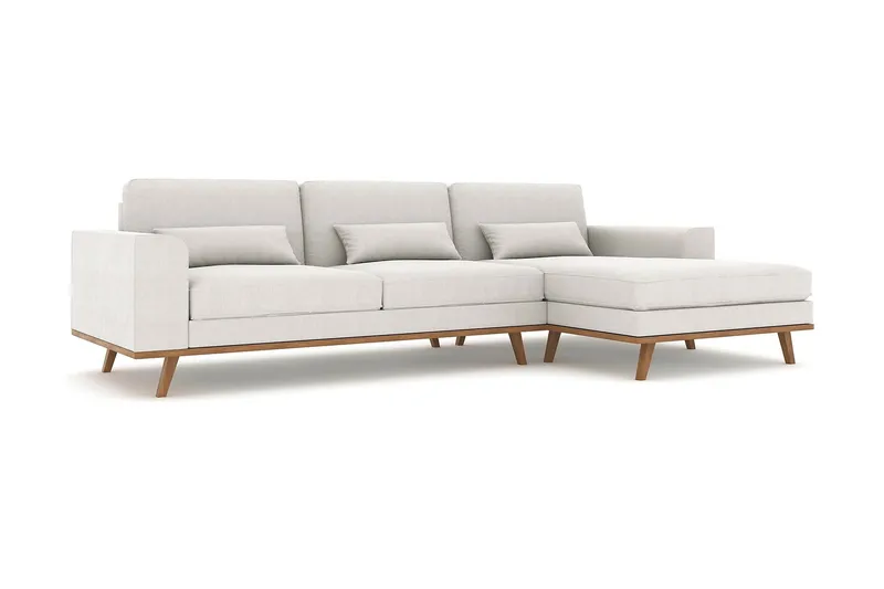 Copenhagen 4-seters Høyrevendt L-formet Divansofa i Stoff - Lys grå - Møbler - Sofaer - Sofaer med sjeselong - 4 seters sofa med divan