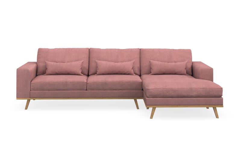 Copenhagen 4-seters Høyrevendt L-formet Divansofa i Stoff - Rosa - Møbler - Sofaer - Sofaer med sjeselong - 4 seters sofa med divan