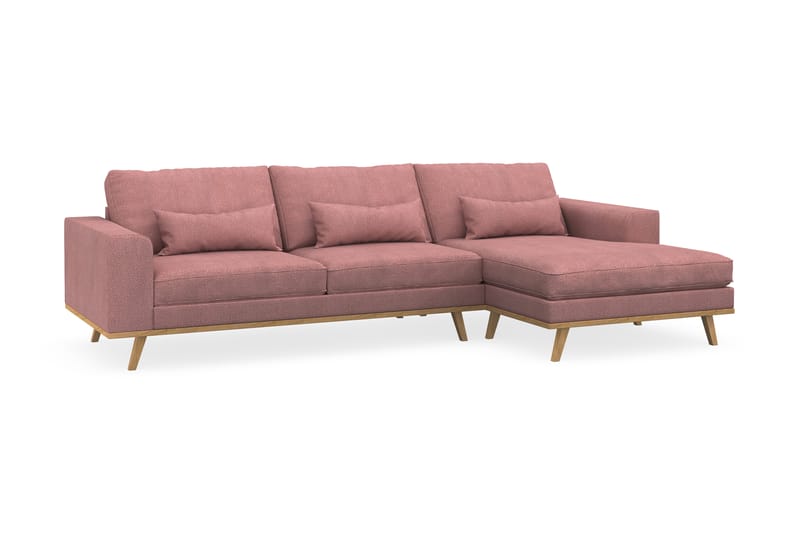 Copenhagen 4-seters Høyrevendt L-formet Divansofa i Stoff - Rosa - Møbler - Sofaer - Sofaer med sjeselong - 4 seters sofa med divan