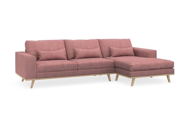 Copenhagen 4-seters Høyrevendt L-formet Divansofa i Stoff - Rosa - Møbler - Sofaer - Sofaer med sjeselong - 4 seters sofa med divan