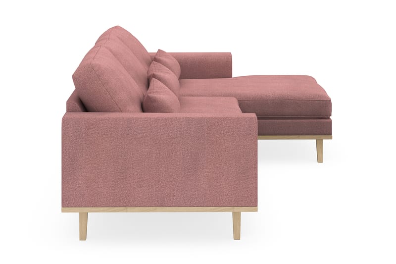 Copenhagen 4-seters Høyrevendt L-formet Divansofa i Stoff - Rosa - Møbler - Sofaer - Sofaer med sjeselong - 4 seters sofa med divan