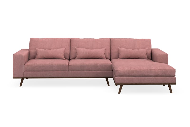 Copenhagen 4-seters Høyrevendt L-formet Divansofa i Stoff - Rosa - Møbler - Sofaer - Sofaer med sjeselong - 4 seters sofa med divan