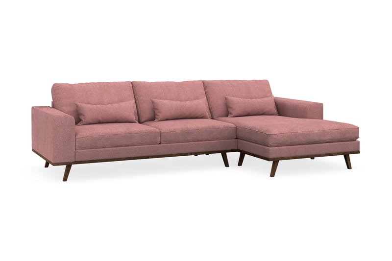 Copenhagen 4-seters Høyrevendt L-formet Divansofa i Stoff - Rosa - Møbler - Sofaer - Sofaer med sjeselong - 4 seters sofa med divan