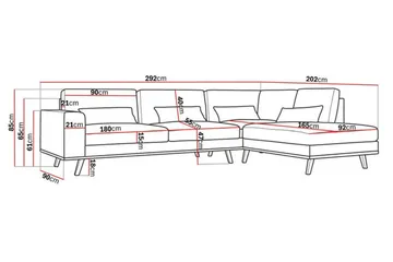 Copenhagen 4-seters Høyrevendt L-formet Sjeselongsofa i Fløyel - Grønn - Møbler - Sofaer - Sofaer med sjeselong - 4 seters sofa med divan