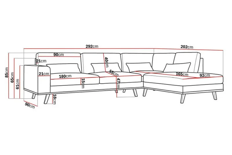 Copenhagen 4-seters Høyrevendt L-formet Sjeselongsofa i Fløyel - Grønn - Møbler - Sofaer - Sofaer med sjeselong - 4 seters sofa med divan