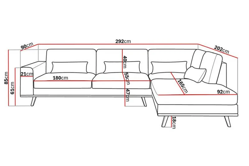 Copenhagen 4-seters Høyrevendt L-formet Sjeselongsofa i Fløyel - Grønn - Møbler - Sofaer - Sofaer med sjeselong - 4 seters sofa med divan