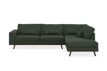 Copenhagen 4-seters Høyrevendt L-formet Sjeselongsofa i Manchester - Mørk grønn - Møbler - Sofaer - Sofaer med sjeselong - 4 seters sofa med divan
