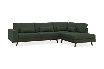 Copenhagen 4-seters Høyrevendt L-formet Sjeselongsofa i Manchester - Mørk grønn - Møbler - Sofaer - Sofaer med sjeselong - 4 seters sofa med divan