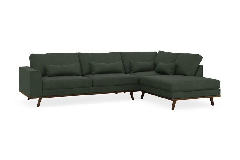 Copenhagen 4-seters Høyrevendt L-formet Sjeselongsofa i Manchester - Mørk grønn - Møbler - Sofaer - Sofaer med sjeselong - 4 seters sofa med divan
