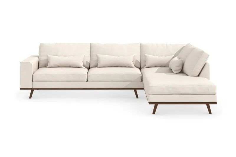 Copenhagen 4-seters Høyrevendt L-formet Sjeselongsofa i Stoff, Beige