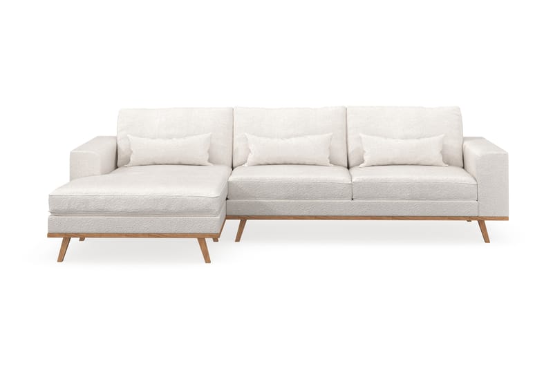 Copenhagen 4-seters Venstrevendt L-formet Divansofa i Bouclé - Hvit - Møbler - Sofaer - Sofaer med sjeselong - 4 seters sofa med divan