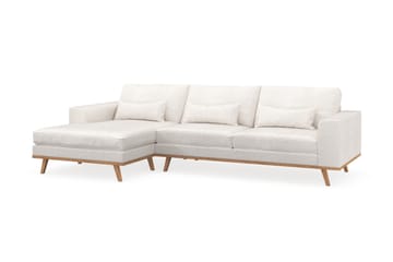 Copenhagen 4-seters Venstrevendt L-formet Divansofa i Bouclé - Hvit - Møbler - Sofaer - Sofaer med sjeselong - 4 seters sofa med divan
