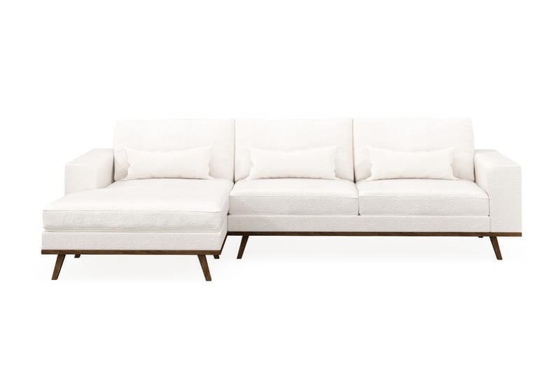 Copenhagen 4-seters Venstrevendt L-formet Divansofa i Bouclé - Hvit - Møbler - Sofaer - Sofaer med sjeselong - 4 seters sofa med divan
