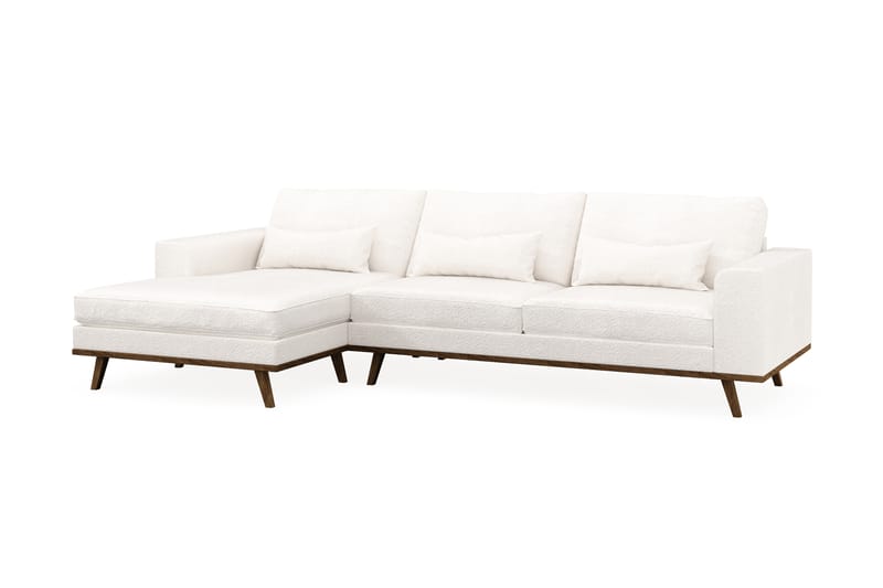 Copenhagen 4-seters Venstrevendt L-formet Divansofa i Bouclé - Hvit - Møbler - Sofaer - Sofaer med sjeselong - 4 seters sofa med divan