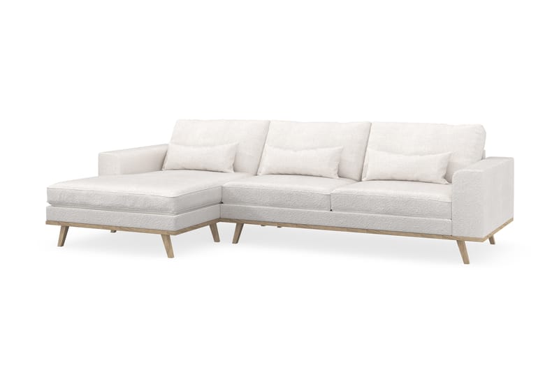 Copenhagen 4-seters Venstrevendt L-formet Divansofa i Bouclé - Hvit - Møbler - Sofaer - Sofaer med sjeselong - 4 seters sofa med divan