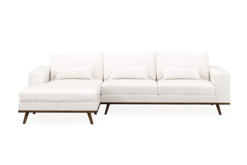 Copenhagen 4-seters Venstrevendt L-formet Divansofa i Bouclé - Hvit - Møbler - Sofaer - Sofaer med sjeselong - 4 seters sofa med divan