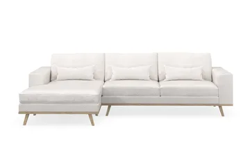 Copenhagen 4-seters Venstrevendt L-formet Divansofa i Bouclé - Hvit - Møbler - Sofaer - Sofaer med sjeselong - 4 seters sofa med divan