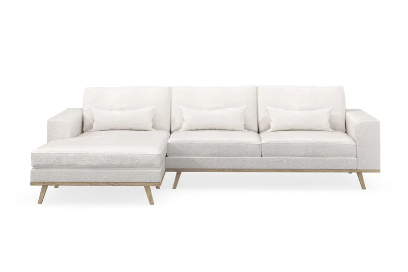 Copenhagen 4-seters Venstrevendt L-formet Divansofa i Bouclé - Hvit - Møbler - Sofaer - Sofaer med sjeselong - 4 seters sofa med divan