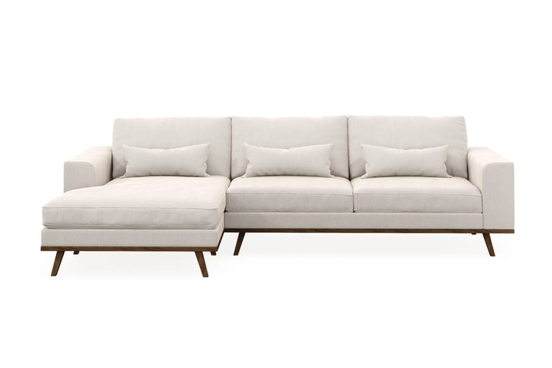 Copenhagen 4-seters Venstrevendt L-formet Divansofa i Fløyel - Kremhvit - Møbler - Sofaer - Sofaer med sjeselong - 4 seters sofa med divan