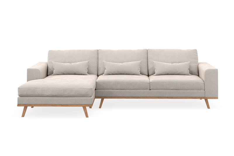 Copenhagen 4-seters Venstrevendt L-formet Divansofa i Fløyel - Kremhvit - Møbler - Sofaer - Sofaer med sjeselong - 4 seters sofa med divan