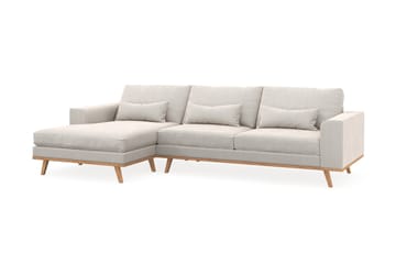 Copenhagen 4-seters Venstrevendt L-formet Divansofa i Fløyel - Kremhvit - Møbler - Sofaer - Sofaer med sjeselong - 4 seters sofa med divan