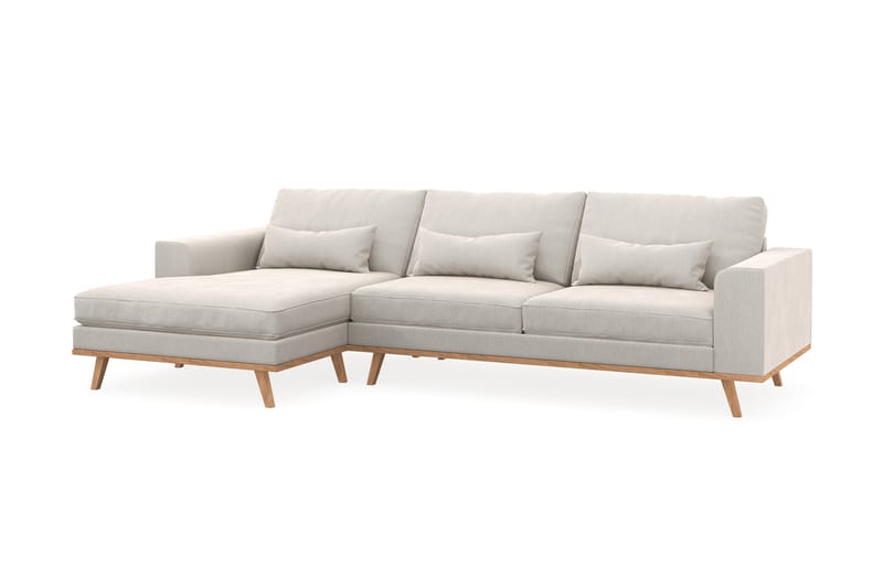 Copenhagen 4-seters Venstrevendt L-formet Divansofa i Fløyel - Kremhvit - Møbler - Sofaer - Sofaer med sjeselong - 4 seters sofa med divan