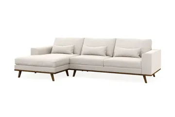 Copenhagen 4-seters Venstrevendt L-formet Divansofa i Fløyel - Kremhvit - Møbler - Sofaer - Sofaer med sjeselong - 4 seters sofa med divan