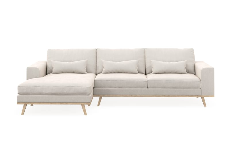 Copenhagen 4-seters Venstrevendt L-formet Divansofa i Fløyel - Kremhvit - Møbler - Sofaer - Sofaer med sjeselong - 4 seters sofa med divan