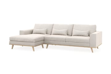 Copenhagen 4-seters Venstrevendt L-formet Divansofa i Fløyel - Kremhvit - Møbler - Sofaer - Sofaer med sjeselong - 4 seters sofa med divan