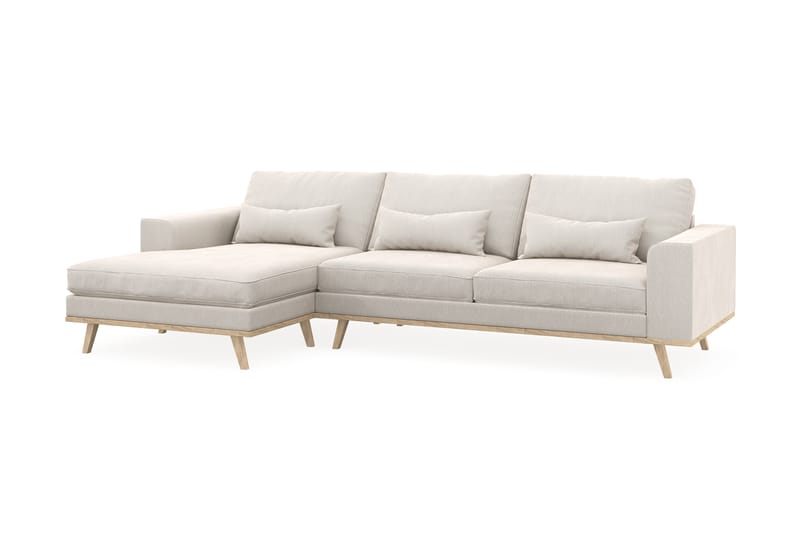 Copenhagen 4-seters Venstrevendt L-formet Divansofa i Fløyel - Kremhvit - Møbler - Sofaer - Sofaer med sjeselong - 4 seters sofa med divan