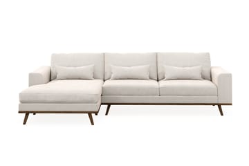 Copenhagen 4-seters Venstrevendt L-formet Divansofa i Fløyel - Kremhvit - Møbler - Sofaer - Sofaer med sjeselong - 4 seters sofa med divan